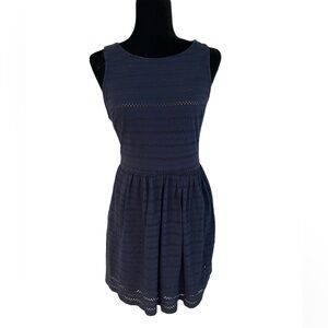 Maison Jules Navy Eyelet Sleeveless Dress Medium